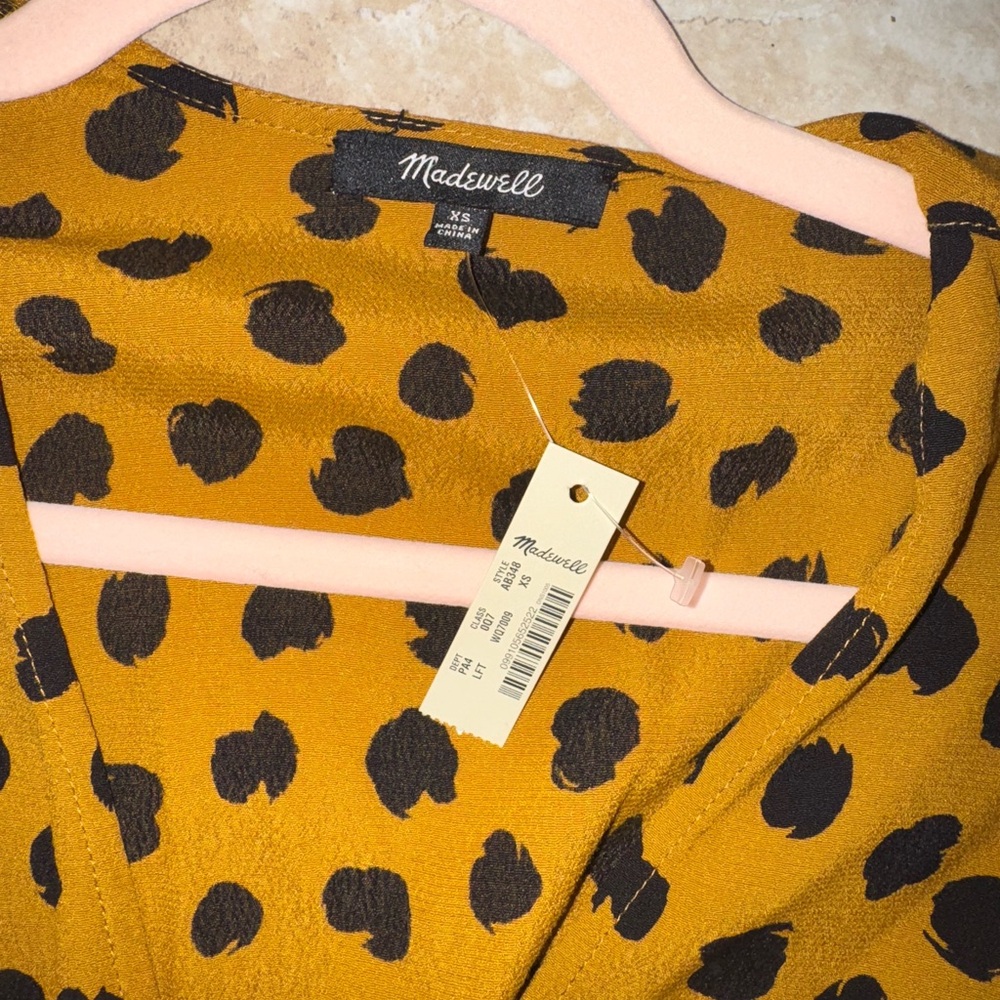 NWT Madewell Sash-Tie Wrap Top in Painted Spots Size XS - Picture 5 of 8